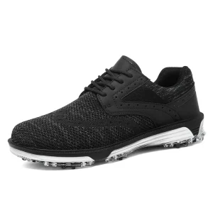 Professional Men’s Golf Shoes Waterproof Outdoor Spike Shoes with Mesh Lining for Summer Winter Autumn Seasons