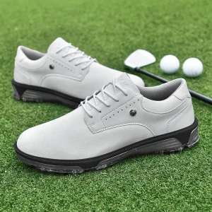 Professional Men’s High-End Golf Shoes Trendy Leather Trainer with Spikes for Summer and Winter Walking and Golf Chaussure
