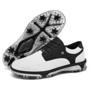 Professional Men’s High End Golf Shoes Trendy Leather Trainer with Spikes for Summer and Winter Walking and Golf Chaussure