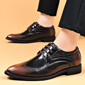Pu Leather Shoes Men’s Business Formal Casual Shoes Pattern Men’s British Korean Version Pointed Large Size Shoes
