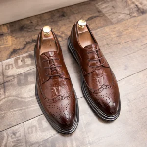 Pure Color Business Formal Shoes Classical Fashion Pointed Fashion Big Size Men’s Dress Shoes Oxfords