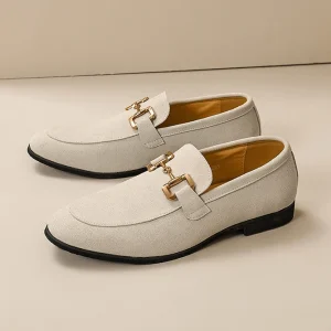 Pure Color Slip on Dress Shoes Men’s Suede Leather Loafers