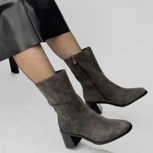 Retro Fold Western Zip Sheepskin Ankle Boots With Thick Heels And Non-slip Soles Fashion Design All Seasons