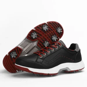 Retro Mens High End Golf Shoes Lace-up Casual Leisure Non-slip Spike Sports Golf Shoes