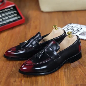Retro-style Men’s Platform Shoes With Fringed Casual PU Insoles