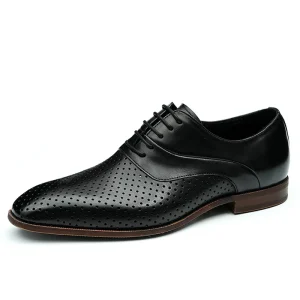 Round Toe Leather Casual Breathable Business Formal Men’s Shoes with Soft Surface