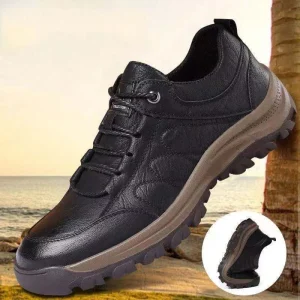 Rubber Outsole Anti-Slip Lace-up Men’s PU Upper Walking Shoes Waterproof