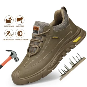 Rubber Sole Steel Toe Work Shoes Leather Protective Sneakers Construction Workman Safety Footwear Men Industrial Safety Shoes