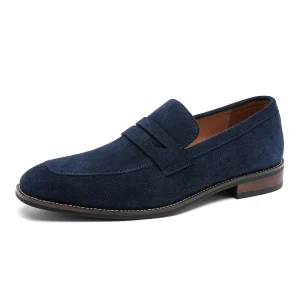 Ruvell Premium Men’s Driver Dress Shoes Slip On Genuine Leather Fashion Office Autumn Winter Breathable Loafers Rubber
