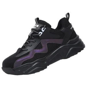 S3 Men’s and Women’s Winter All-Black Sport Leather Steel Toe Safety Shoes Slip-Resistant Modern Style for Factory Work