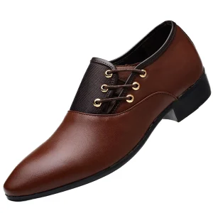 SF2069F Men’s PU Leather Lace Up Loafers Wedding Shoes Business Casual Shoes Closed Toe Plus Size 38-48