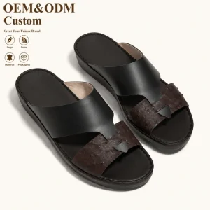 SHIKOL Custom Genuine Leather Sandals Arabic Men Shoes Luxury Trending Factory Men’s Business Casual Shoes