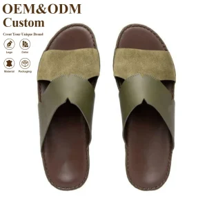 SHIKOL Genuine Leather Sandals Men Arabic Slippers Summer Shoes Handmade Dubai Slipper Custom Slides Men Sandal Ramadan Footwear