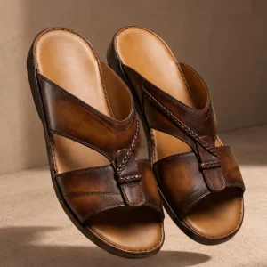 SHIKOL Handmade Footwear Arabic Sandals For Men Shoes Factory Genuine Leather Gulf Slippers Custom Man Sandals