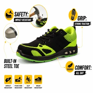 Safety Shoes Factory Construction Workshop Work Boots Anti-static Anti-slip Puncture-proof Steel Toe Cap Comfort Flying Knit