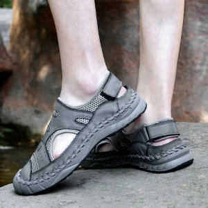 Sandals Men New Genuine Leather Hollow Shoes Beach Style New Arrival Men