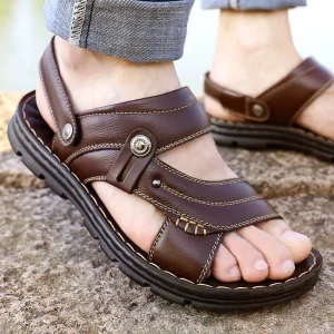 Sandals Men Summer New Men’s Casual Beach Shoes Slippers Thick Soled Shoes Leather