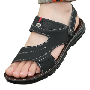 Sandals for Men Breathable Wear-Resistant Exposed Toe Thick Sole Anti Slip Waterproof Durable Soft Outdoors Beach Shoes
