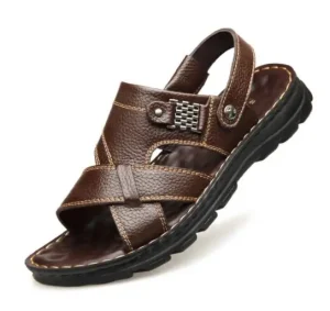 Sandals for Men’s Summer New Leather Casual Beach Shoes Slippers Soft Rubber Soles Fashionable and Men Shoes