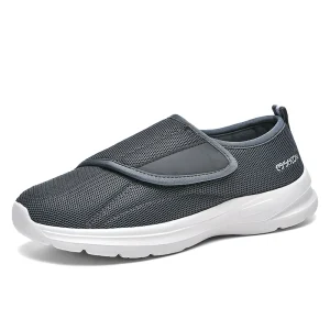 Seniors Wide Toe Walking Shoes Lightweight Breathable Comfortable Velcro Casual Shoes for Men Diabetic Shoes