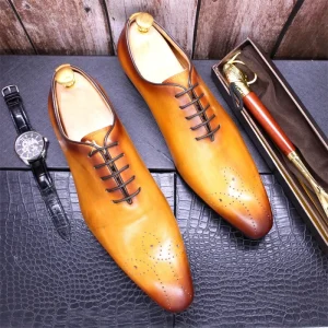 Sh10921a Yellow Color Mens Office Shoes Leather Shoes for Men
