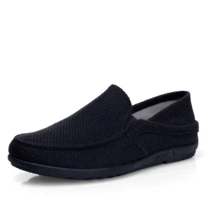 Slip On Breathable Lightweight Men’s Cloth Shoes Non Slip Casual Black Walking Shoes for Men
