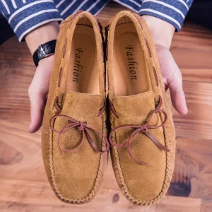 Slip-On Driving Moccasins Penny Loafers Flat Casual Shoes for Men Classic Leather Shoes Suede Mens Soft Loafers