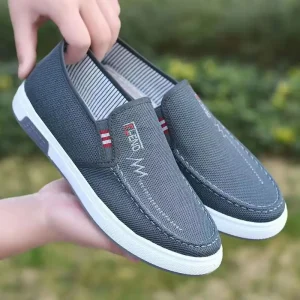 Slip On Loafers Breathable Canvas Cloth Shoes Retro Running Shoes Men’s Casual