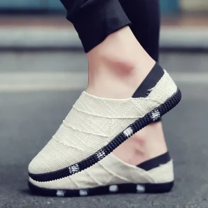 Slip on Men’s Casual Shoes Breathable Canvas Shoes Anti Slip Low Top Flat Loafer