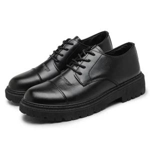 Small Leather Shoes Men’s Thick-soled Increased Pure Color Simple British Style Casual Men’s Heighten Leather Shoes