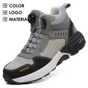 Smart Button Security Shoes Breathable Durable Anti slip Lightweight for Construction Sites Men’s Work Shoes
