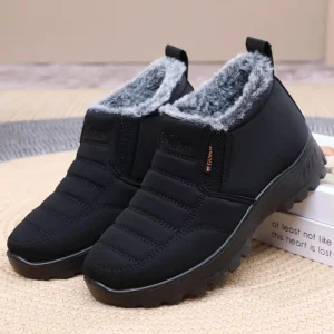 Soft PU Sole Fleece Lining Anti slip Men Winter Wool Warm Shoes Loafers Waterproof Snow Boots for Man
