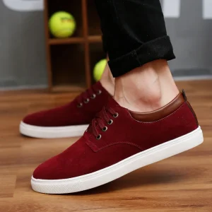 Solid Lace Up Anti Slip Large Loose Flat Shoes Canvas Casual Outdoor Walking Comfortable Rubber Men’s Sports Shoes
