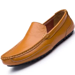 Spring Autumn British Style Men’s Large Size Casual Loafers Slip On Leather Shoes Hollow Design