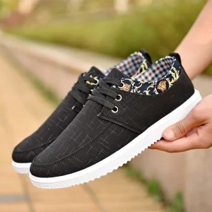 Spring Autumn Winter Summer New Men’s Canvas Lace up Shoes Korean Casual Breathable PVC Insole