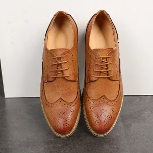 Spring Breathable British Trendy Laser printed Brock Wedding Lace up Formal Dress Shoes for Men