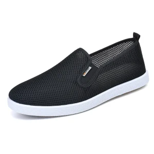Spring Classic Beijing Men’s Slip-On Casual Solid Open Toeless Mesh Shoes Breathable Non-slip Versatile Lazy Shoes