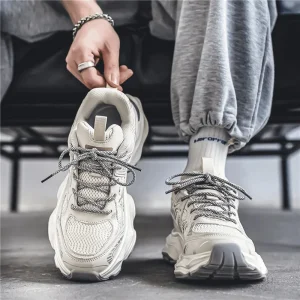 Spring Men’s Breathable Mesh Thick-Sole Casual Dad Shoes