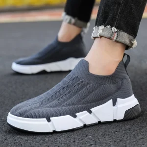 Spring Men’s Casual Sports Flying Mesh Socks Slip-On Shoes Cross-Border Large Size EVA Insole Material Running Style