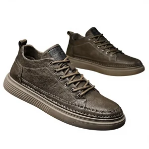 Spring Men’s Lace Up Synthetic Casual Board Shoes Black Student Shoes