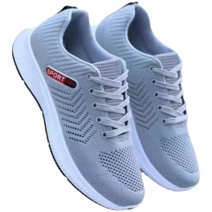 Spring Men’s Lightweight Striped Lace Up Fly Woven Breathable Comfortable Casual Sneakers for Middle Aged Elderly Dad Shoes