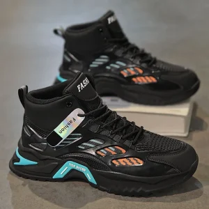 Spring Men’s Shoes New Breathable High Top Shoes Men’s Trendy All match Thick Bottom Mesh Sneaker Casual Shoes for Torre Men