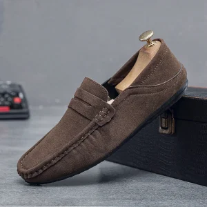 Spring Men’s Slip On Casual Loafers Soft Soled Pointed Toe Driving Shoes Summer Autumn Winter PU Upper