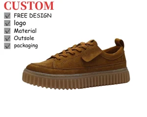 Spring Men’s Trendy Genuine Leather Low-Top Biscuit Shoes Thick-Soled Retro Street Casual Sneakers Customizable