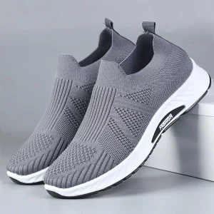 Spring Mesh Shoes Men’s Middle-aged Elderly Dad Shoes Slip-on Comfortable Breathable Lightweight Casual Shoes PVC Outsole