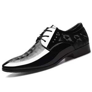 Spring New Bright Soft Winter Men’s Business Formal Lace up Oxfords Shoes Large Size Wedding Shoes