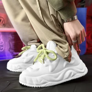 Spring New Men’s Casual Sports Loafers Dad’s Height Increasing Solid Color Shoes Lace Up Popular Thick Sole for Autumn