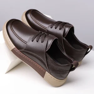 Spring New Style Men’s Leather Breathable Lightweight Retro Fashion Trendy Multi Compliant Soft Business Casual Leather Shoes