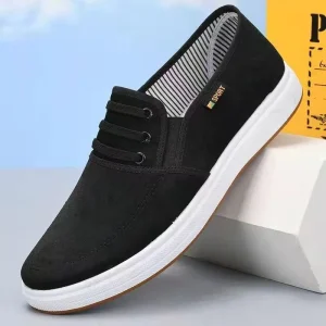 Spring Old Beijing Head Cloth Shoes Breathable Lightweight Canvas Cotton Lining Wear resistant Anti Slip Slip on Men’s Shoes