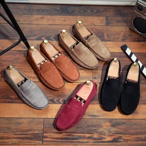 Spring Summer New Men’s Matte Plush Material Plus Size Shoes Mokacin Driving Casual Shoes High End Boat Shoes